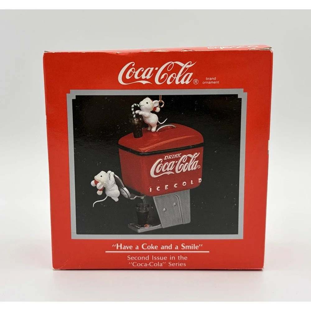 Coca Cola Soda Fountain Dispenser Mice Enesco Christmas Ornament 1990 2nd Issue